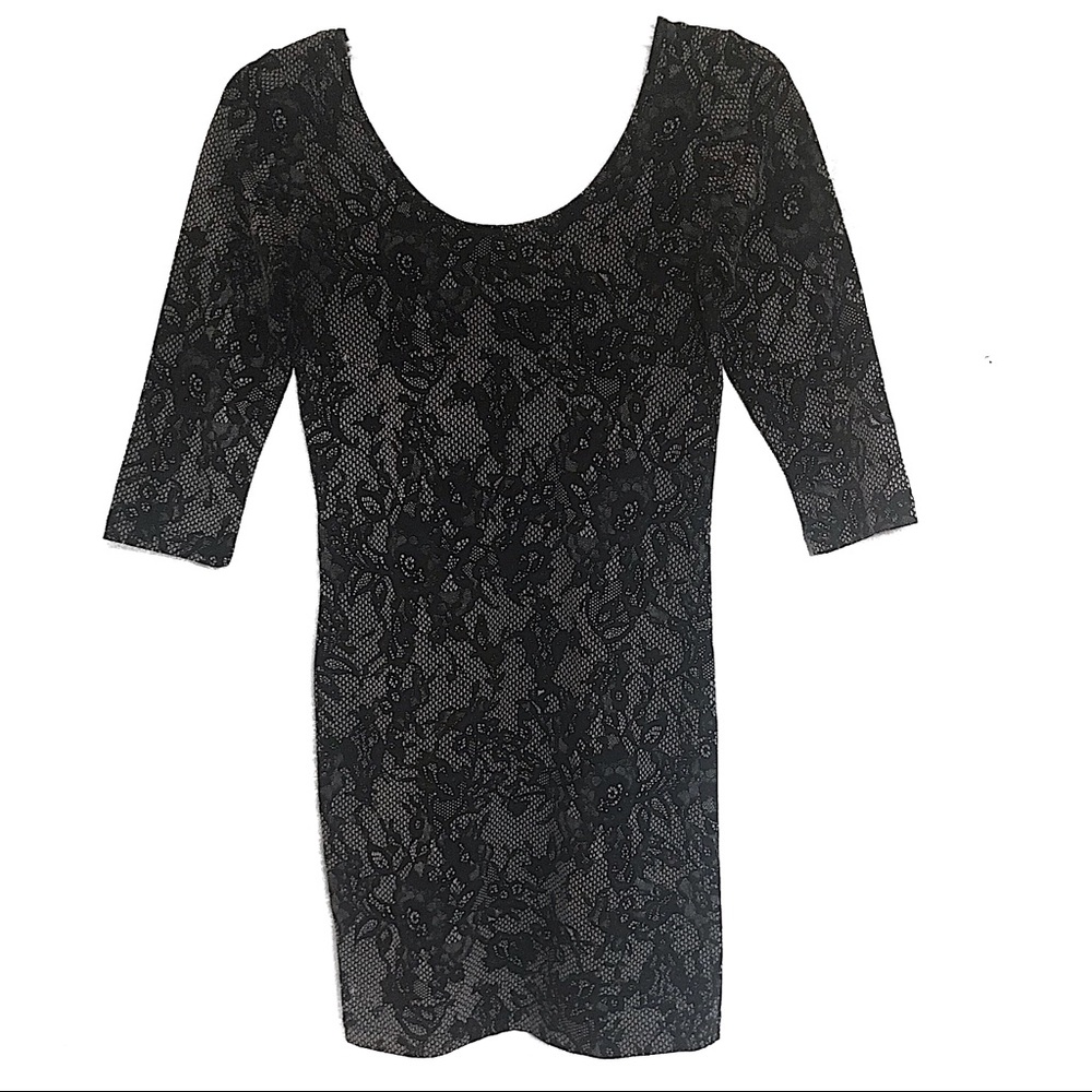 🌈Black Floral Bodycon Dress - F21